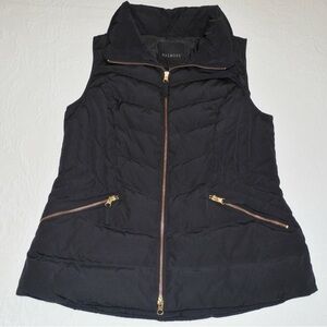Talbots Black Quilted Puffer Vest with Gold Zippers